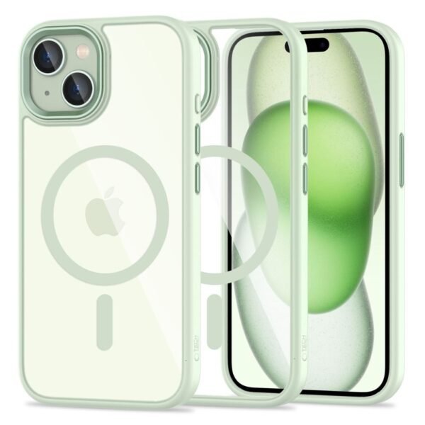 Tech-Protect MagMat MagSafe Hoesje iPhone 15 Groen Transparant