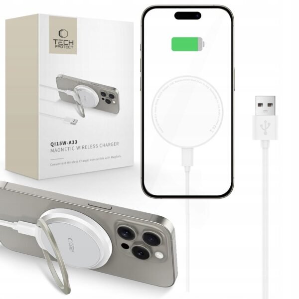 Tech-Protect QI15W-A33 Magnetisch MagSafe Draadloze Oplader Wit