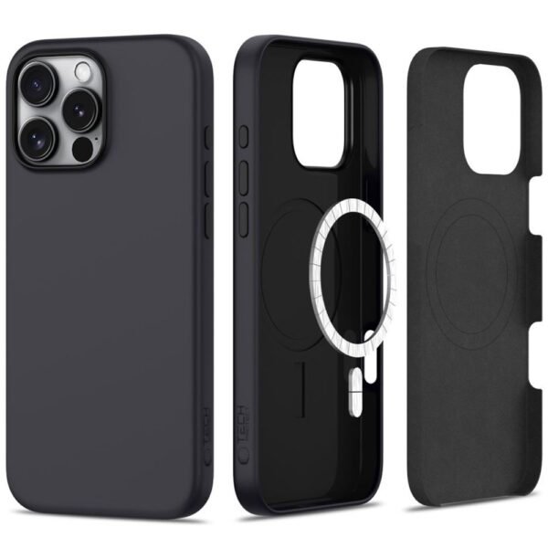 Tech-Protect Siliconen MagSafe Mat Zwart Hoesje iPhone 16 Pro
