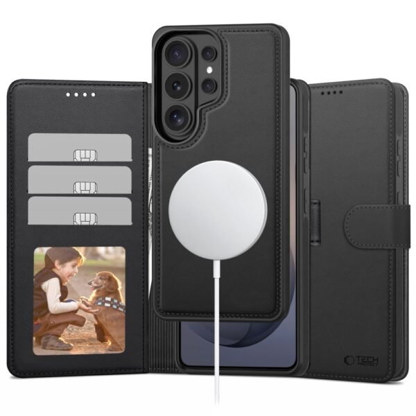 Tech-Protect Wallet MagSafe Hoesje Samsung Galaxy S26 Ultra Mat Zwart