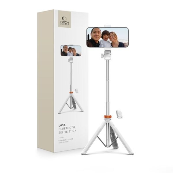 Tech-Protect L03S Bluetooth Selfiestick Statief Wit