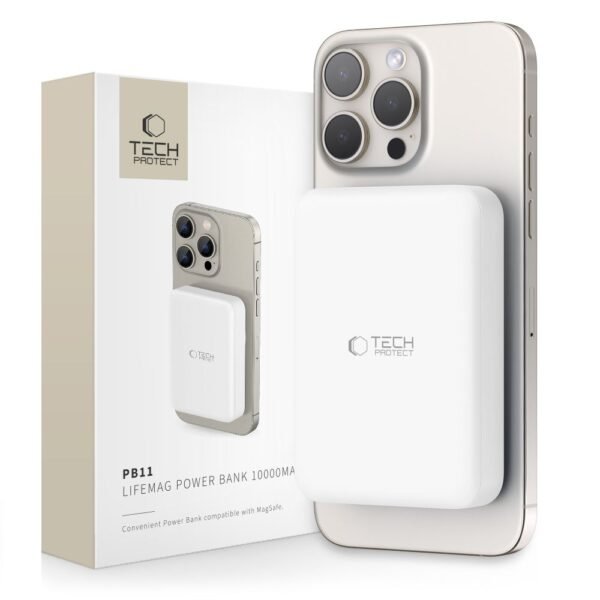 Tech-Protect PB11 Lifemag MagSafe Powerbank 10000MAH Wit