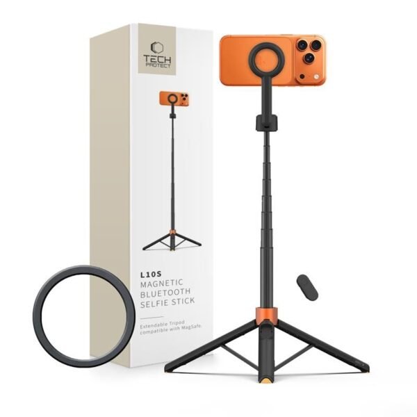 Tech-Protect L10S MagSafe Bluetooth Selfiestick Statief Zwart/Oranje