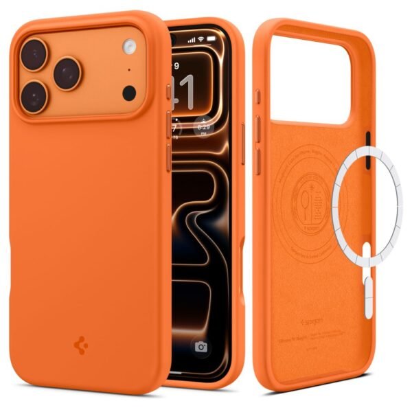 Spigen Silicone Fit Mag MagSafe Hoesje iPhone 17 Pro Max Cosmic Oranje