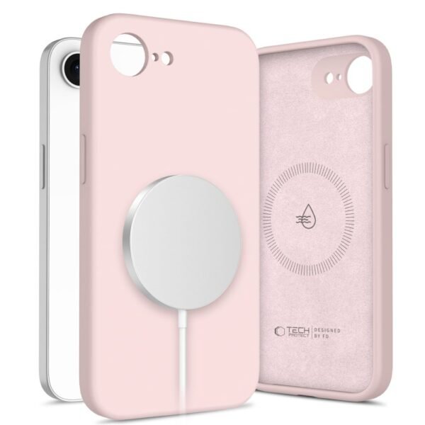 Tech-Protect Siliconen MagSafe iPhone 16E / 17E Roze Pearl