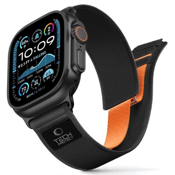 Tech-Protect Nylon Elite Apple Watch 8 / 9 / 10 / 11 / SE / Ultra (44 / 45 / 46 / 49 Mm) Zwart/Oranje