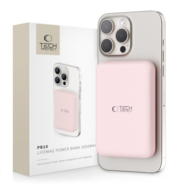 Tech-Protect PB10 Lifemag MagSafe Powerbank 5000MAH Roze