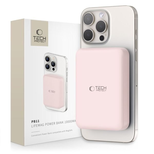Tech-Protect PB11 Lifemag MagSafe Powerbank 10000MAH Roze