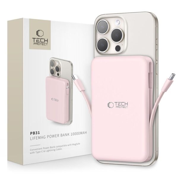 Tech-Protect PB31 Lifemag MagSafe Powerbank 10000MAH Roze