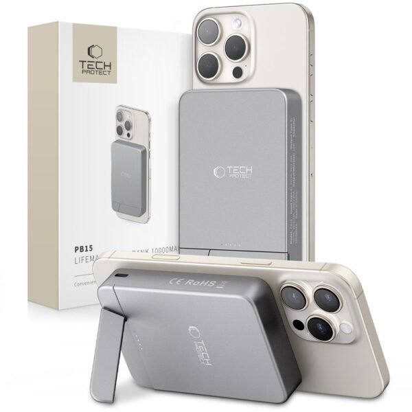 Tech-Protect PB15 Lifemag MagSafe Powerbank 10000MAH Space Grijs