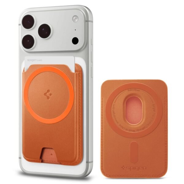 Spigen Valentinus Magfit+ MagSafe Universeel Magnetisch Card Houder Metallic Oranje