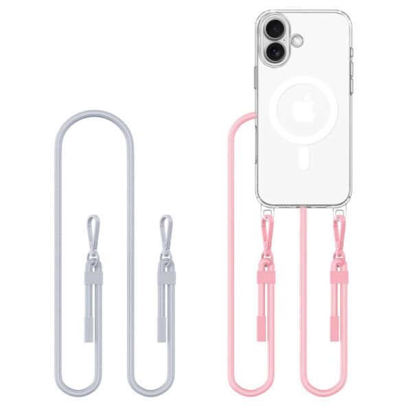 Tech-Protect FlexAir Chain MagSafe Hoesje iPhone 16 Grijs & Roze