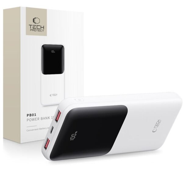 Tech-Protect PB01 Powerbank 10000MAH 22.5w Wit