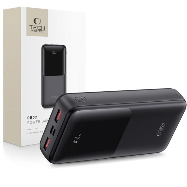 Tech-Protect PB02 Powerbank 20000MAH 22.5w Zwart