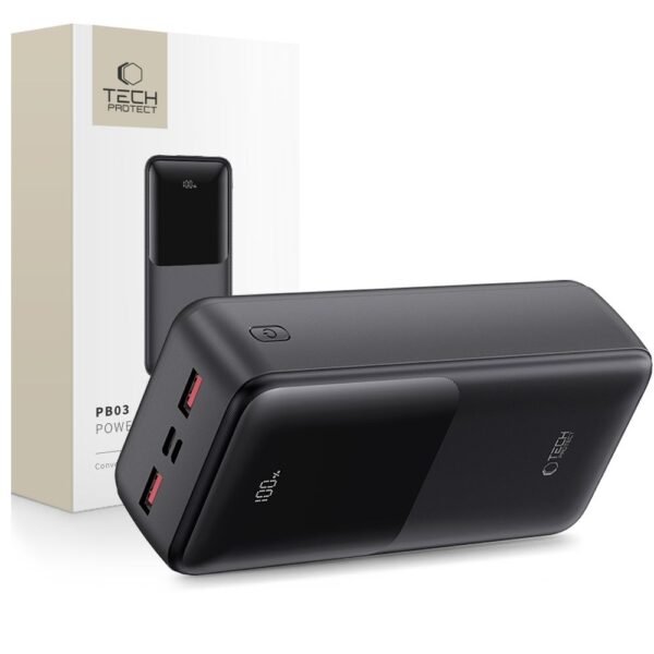 Tech-Protect PB03 Powerbank 30000MAH 22.5w Zwart