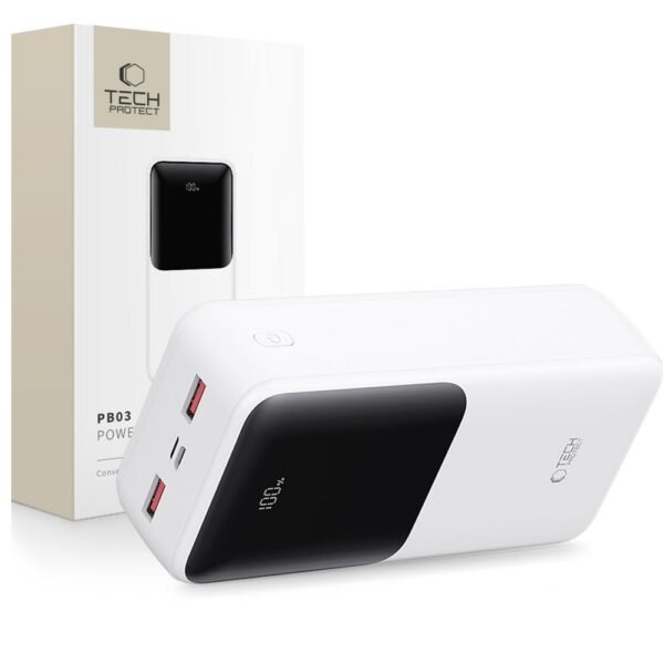 Tech-Protect PB03 Powerbank 30000MAH 22.5w Wit