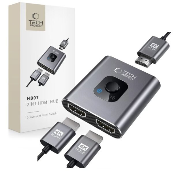 Tech-Protect HB07 Hub Adapter 2IN1 HDMI 4K 60HZ Space Grijs