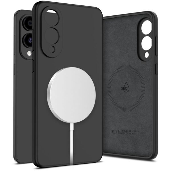 Tech-Protect Liquid Siliconen MagSafe Galaxy S25 Edge Zwart