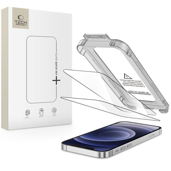 Tech-Protect Quick Set+ 2-Pack Gehard Glas Schermbeschermer iPhone 12 / 12 Pro Zwart
