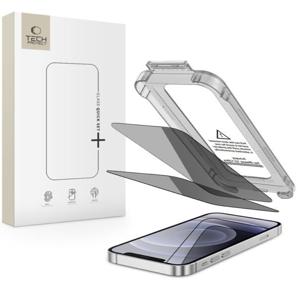Tech-Protect Quick Set Spy+ 2-Pack Privacy Gehard Glas Schermbeschermer iPhone 12 / 12 Pro