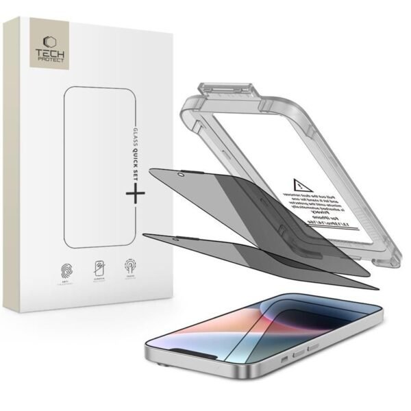 Tech-Protect Quick Set Spy+ 2-Pack Privacy Gehard Glas Schermbeschermer iPhone 13 / 13 Pro / 14 / 16e / 17e
