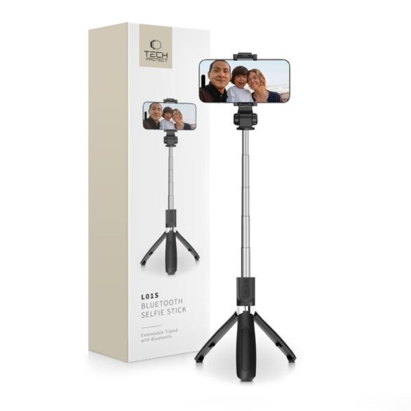 Tech-Protect L01S Bluetooth Selfiestick Statief Zwart