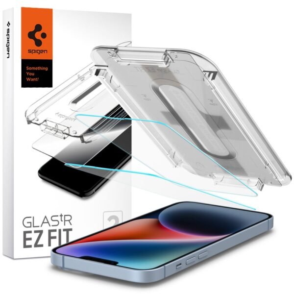 Spigen Glas.tR EZ Fit 2-Pack Gehard Glas Schermbeschermer iPhone 13 / 13 Pro / 14 / 16e / 17e Transparant