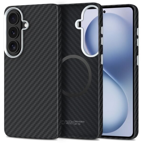 Tech-Protect Ion Carbon MagSafe Hoesje Samsung Galaxy S26 Zilver