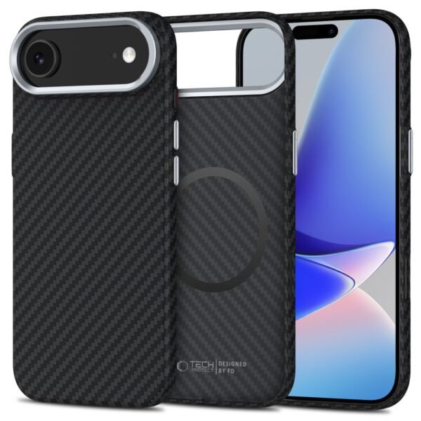 Tech-Protect Ion Carbon MagSafe iPhone Air Zwart/Zilver