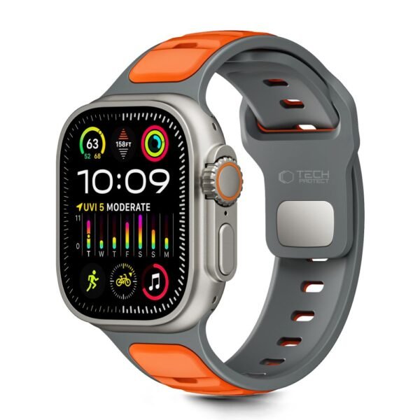 Tech-Protect Iconband Line Apple Watch 8 / 9 / 10 / 11 / SE / Ultra (44 / 45 / 46 / 49 Mm) Grijs/Oranje