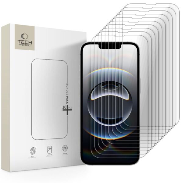 Tech-Protect Bundle 10-Pack Gehard Glas Schermbeschermer iPhone 13 / 13 Pro / 14 / 16e / 17e Transparant