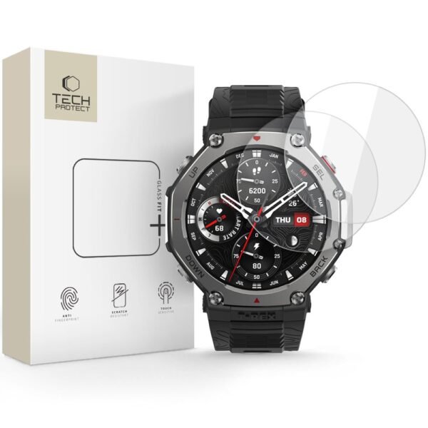 Tech-Protect Gehard Glas Glas Fit+ 2-Pack Amazfit T-Rex 3 Pro 48MM Transparant