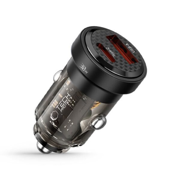Tech-Protect CC30W 2-Port Auto-oplader PD 30W / Qc3.0 Zwart