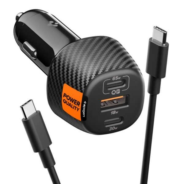 Spigen Essential EV1133 3-Port Auto-oplader 113W Zwart