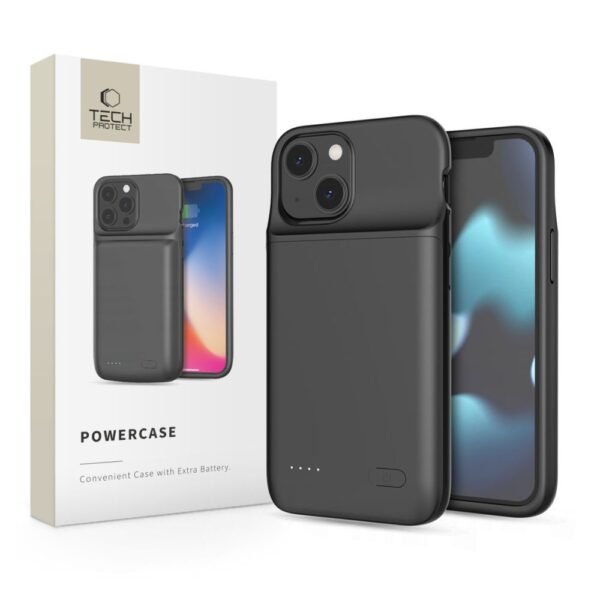 Tech-Protect Powercase 4700mAh Hoesje iPhone 12 Mini / iPhone 13 Mini Zwart