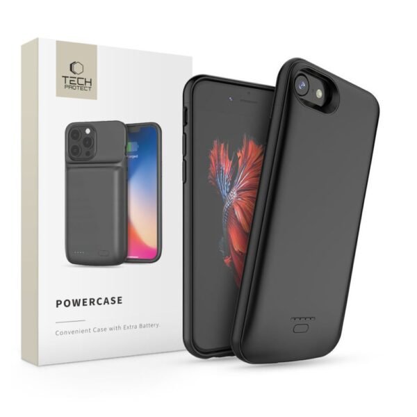 Tech-Protect Battery Pack 3200mAh Hoesje iPhone 6 / 6S / 7 / 8 / SE 2020 / 2022 Zwart