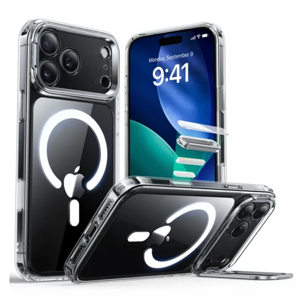 ESR Kickstand Classic Hybrid MagSafe Hoesje iPhone 17 Pro Max Transparant