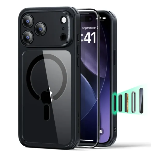 ESR Classic Hybrid MagSafe Hoesje iPhone 17 Pro Transparant Zwart