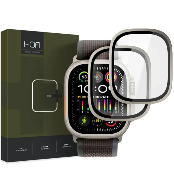 Hofi Ring van Gehard Glas, 2-pack, Apple Watch Ultra 1 / 2 (49 mm) Titanium
