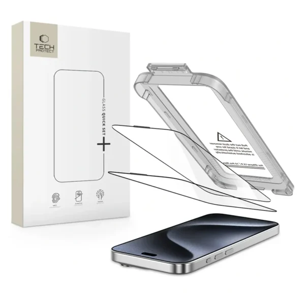 Tech-Protect Gehard Glas Schermbeschermer iPhone 15 Pro Max Zwart