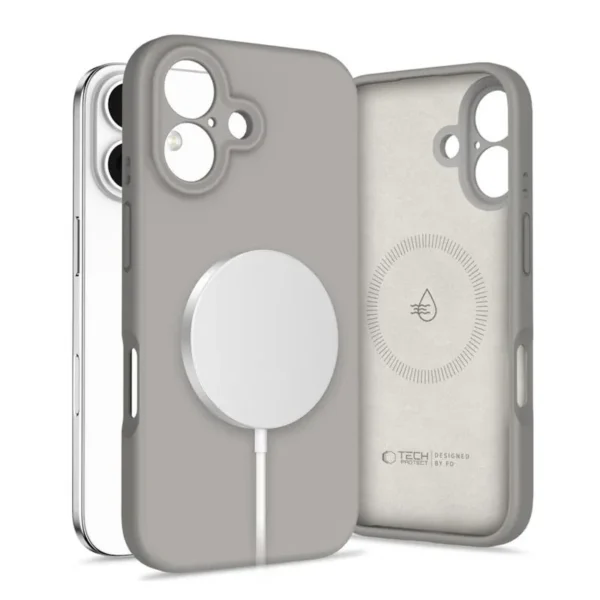 Tech-Protect MagSafe Liquid Silicone Grijs Hoesje iPhone 16