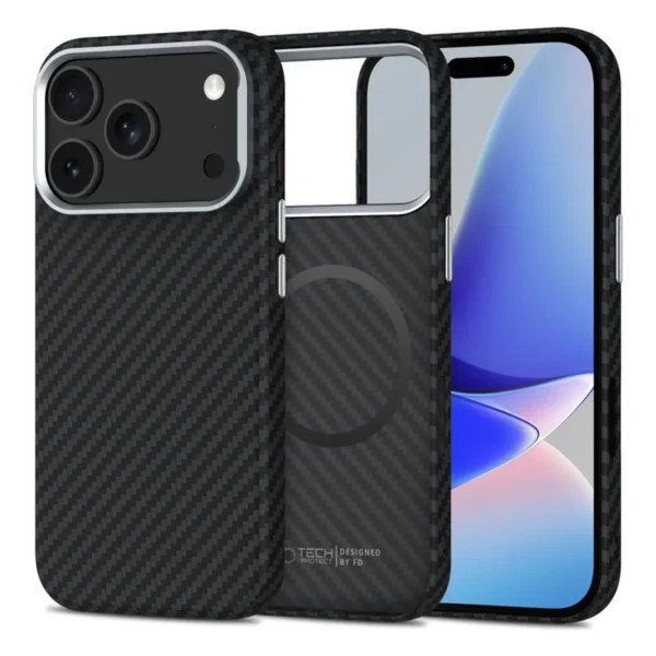 Tech-Protect Carbon MagSafe Hoesje iPhone 17 Pro Max Zwart Zilver