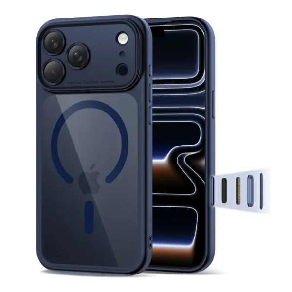 Tech-Protect Peak MagSafe Hoesje iPhone 17 Pro Donkerblauw Transparant