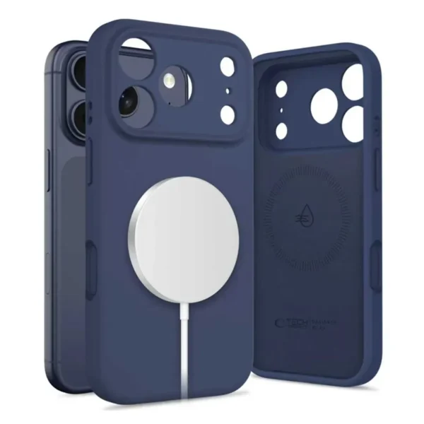 Tech-Protect Siliconen MagSafe Hoesje iPhone 17 Pro Max Marineblauw