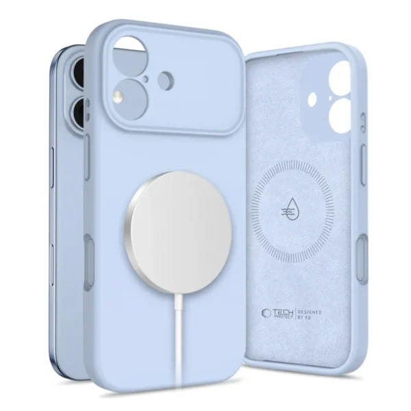 Tech-Protect Siliconen MagSafe Hoesje iPhone 17 Mistblauw