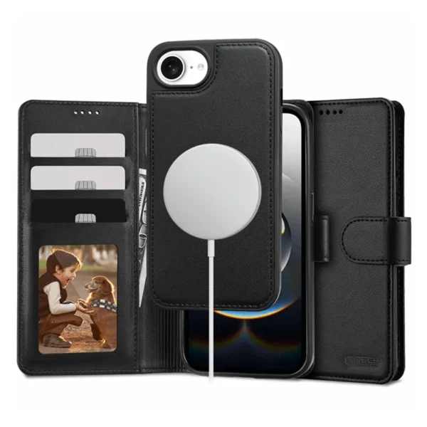 Tech-Protect iPhone 16e Wallet Case MagSafe - Mat Zwart