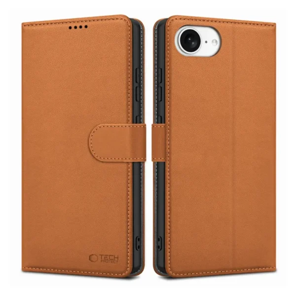 Tech-Protect iPhone 16e/iPhone 17e Portemonneehoesje - Zadelbruin