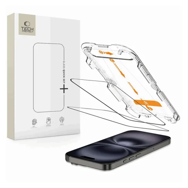 Tech-Protect Easy Set Gehard Glas Schermbeschermer iPhone 15 / 16