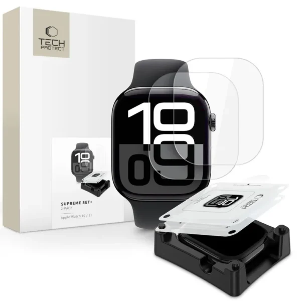Hydrogel Film Tech-Protect Supreme Set+ 2-pack Apple Watch 10 / 11 (46 mm) Transparant