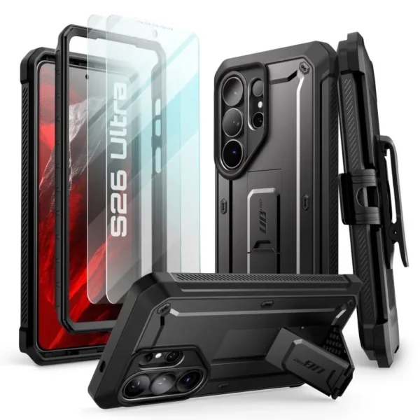 SUPCASE Unicorn Beetle Pro & 2-Pack Gehard Glas Schermbeschermer Samsung Galaxy S26 Ultra Zwart